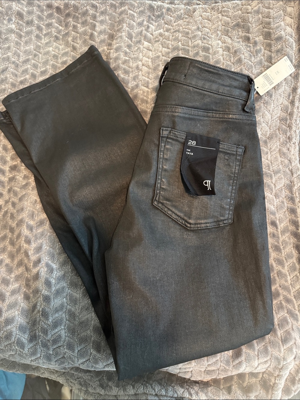NWT Pilcro Yaya Coated Kick Crop Flare Jeans